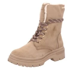 TAMARIS Damen-Schnürstiefelette Mit Warmfutter Beige