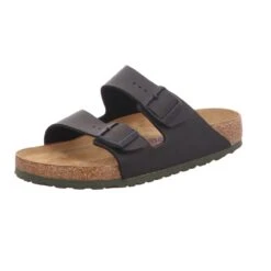 Birkenstock Herren-Bio-Pantolette Arizona BS Mit Tieffußbett Schwarz-Khaki