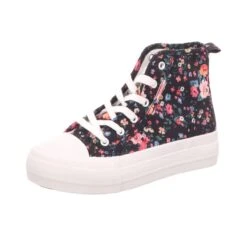 Sneakers Damen-Leinenstiefel Schwarz Blumen