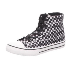 Sneakers Kinder-Leinenschnürer Schwarz-Weiß