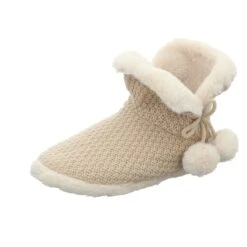 Home Comfort Damen-Hausschuhe Mit Warmfutter Beige