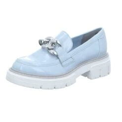 MARCO TOZZI Damen-Loafer-Slipper Lack Blau