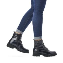 Remonte Damen-Schnürstiefelette Lack Blau