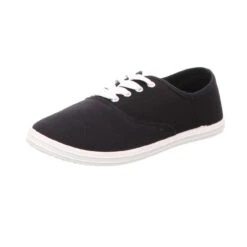 Sneakers Damen-Leinen-Schnürschuh Schwarz