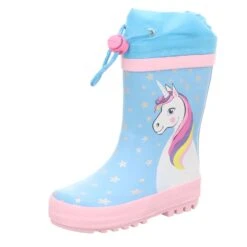 Sneakers-Mädchen-Gummistiefel Einhorn Blau-Rosa
