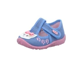 Superfit Mädchen-Hausschuhe SPOTTY Blau Katze